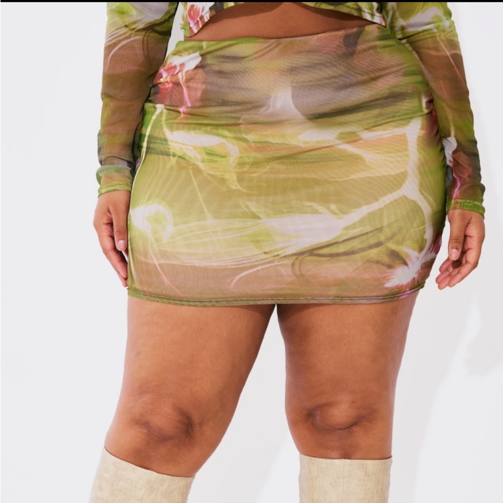 PLT mesh mini skirt